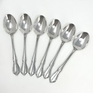 Oneida CHATEAU Stainless Oneidacraft DELUXE Glossy 6 7/8” Dinner Spoons Set Of 6
